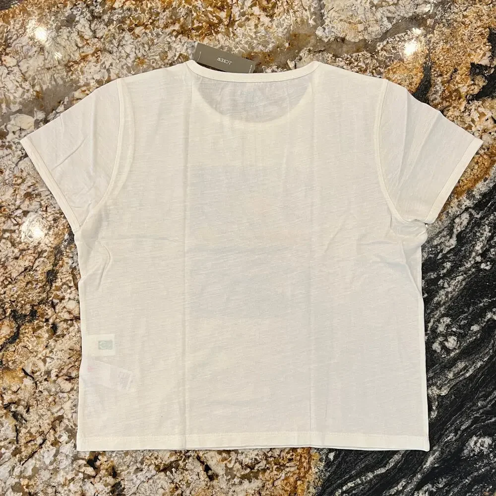 NWT J. Crew Ivory W/Floral Still Life Vintage Cotton Cropped T-Shirt - SIZE L - Picture 3 of 6
